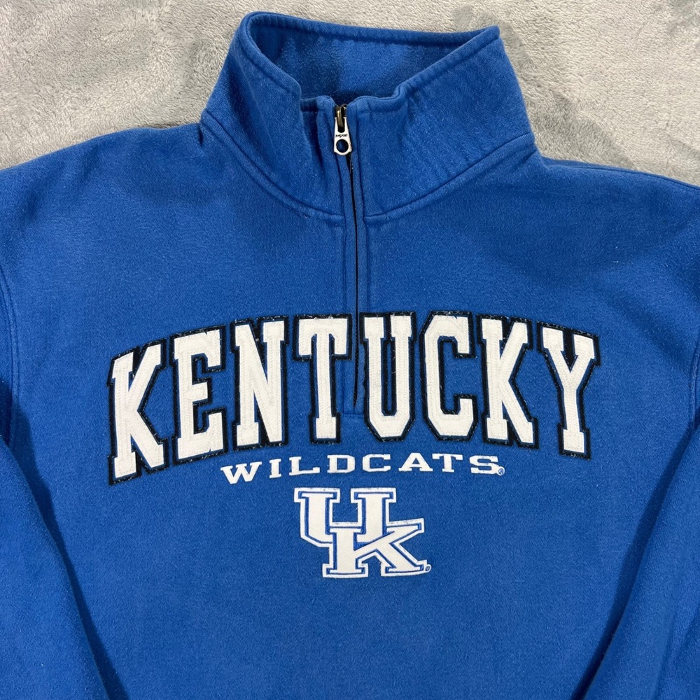 Kentucky Wildcats Pullover Mens Medium Blue 1/4 Zip Stitched 2013 JanSport UK